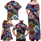 Personalised Eagles NAIDOC Week 2024 Family Matching Off Shoulder Maxi Dress and Hawaiian Shirt Australia Aboriginal Dot Painting