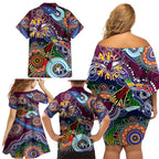 Personalised Eagles NAIDOC Week 2024 Family Matching Off Shoulder Short Dress and Hawaiian Shirt Australia Aboriginal Dot Painting