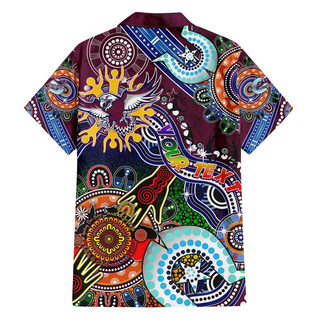 Personalised Eagles NAIDOC Week 2024 Family Matching Off Shoulder Short Dress and Hawaiian Shirt Australia Aboriginal Dot Painting