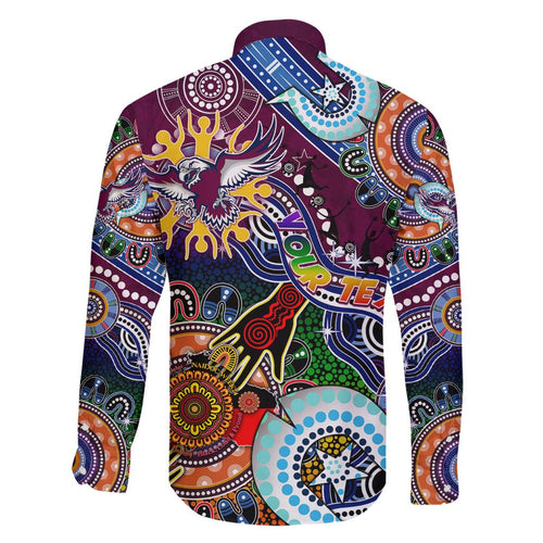 Personalised Eagles NAIDOC Week 2024 Family Matching Off Shoulder Short Dress and Hawaiian Shirt Australia Aboriginal Dot Painting