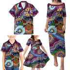 Personalised Eagles NAIDOC Week 2024 Family Matching Puletasi and Hawaiian Shirt Australia Aboriginal Dot Painting