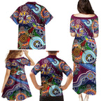 Personalised Eagles NAIDOC Week 2024 Family Matching Puletasi and Hawaiian Shirt Australia Aboriginal Dot Painting