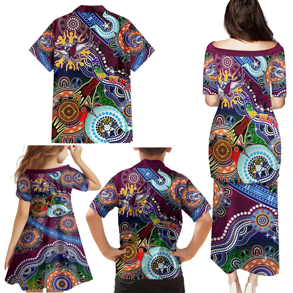 Personalised Eagles NAIDOC Week 2024 Family Matching Puletasi and Hawaiian Shirt Australia Aboriginal Dot Painting