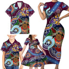 Personalised Eagles NAIDOC Week 2024 Family Matching Short Sleeve Bodycon Dress and Hawaiian Shirt Australia Aboriginal Dot Painting