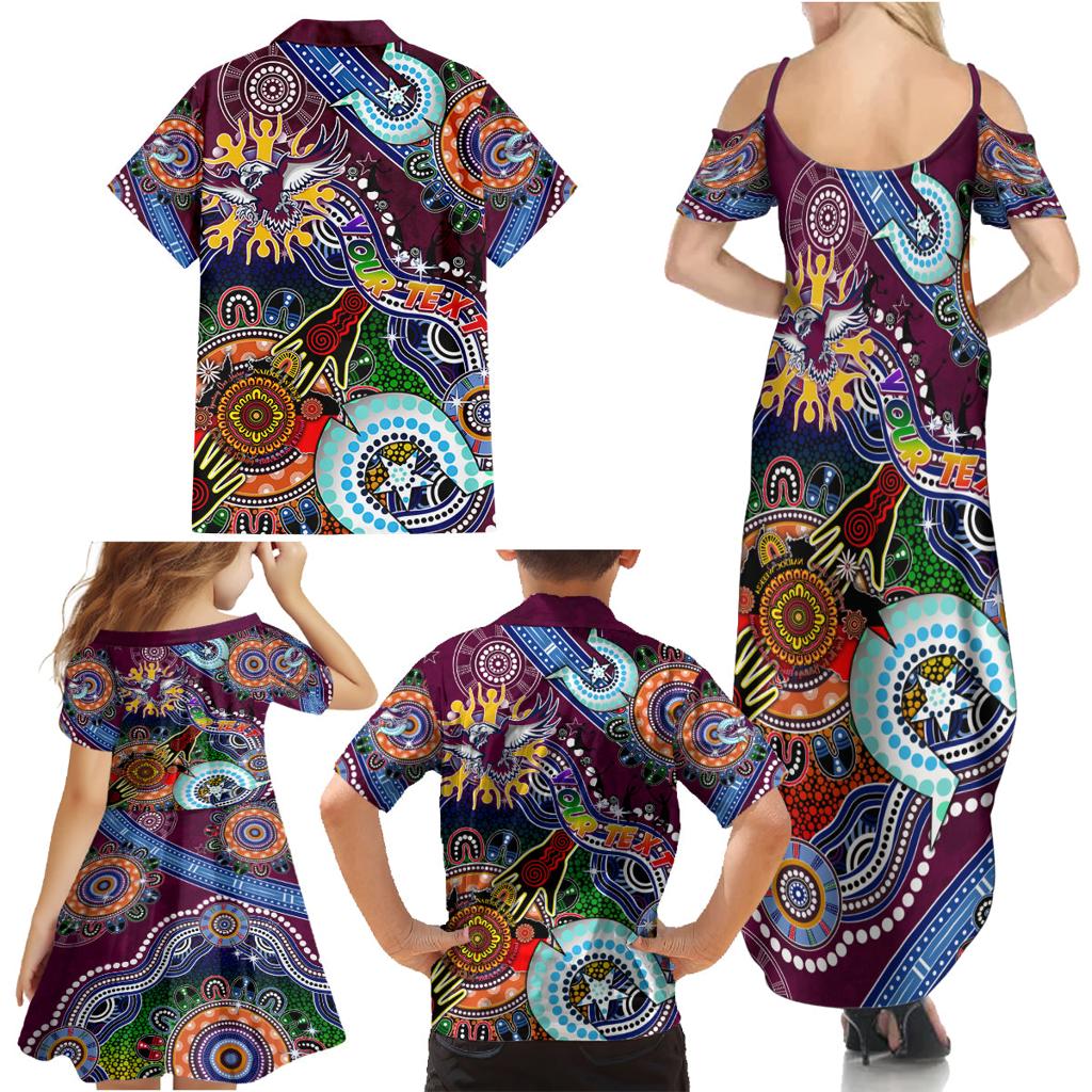 Personalised Eagles NAIDOC Week 2024 Family Matching Summer Maxi Dress and Hawaiian Shirt Australia Aboriginal Dot Painting