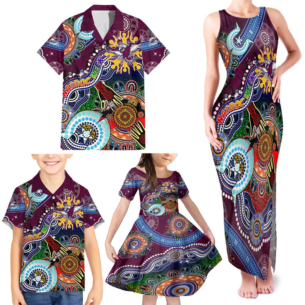 Personalised Eagles NAIDOC Week 2024 Family Matching Tank Maxi Dress and Hawaiian Shirt Australia Aboriginal Dot Painting