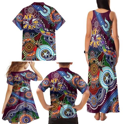 Personalised Eagles NAIDOC Week 2024 Family Matching Tank Maxi Dress and Hawaiian Shirt Australia Aboriginal Dot Painting