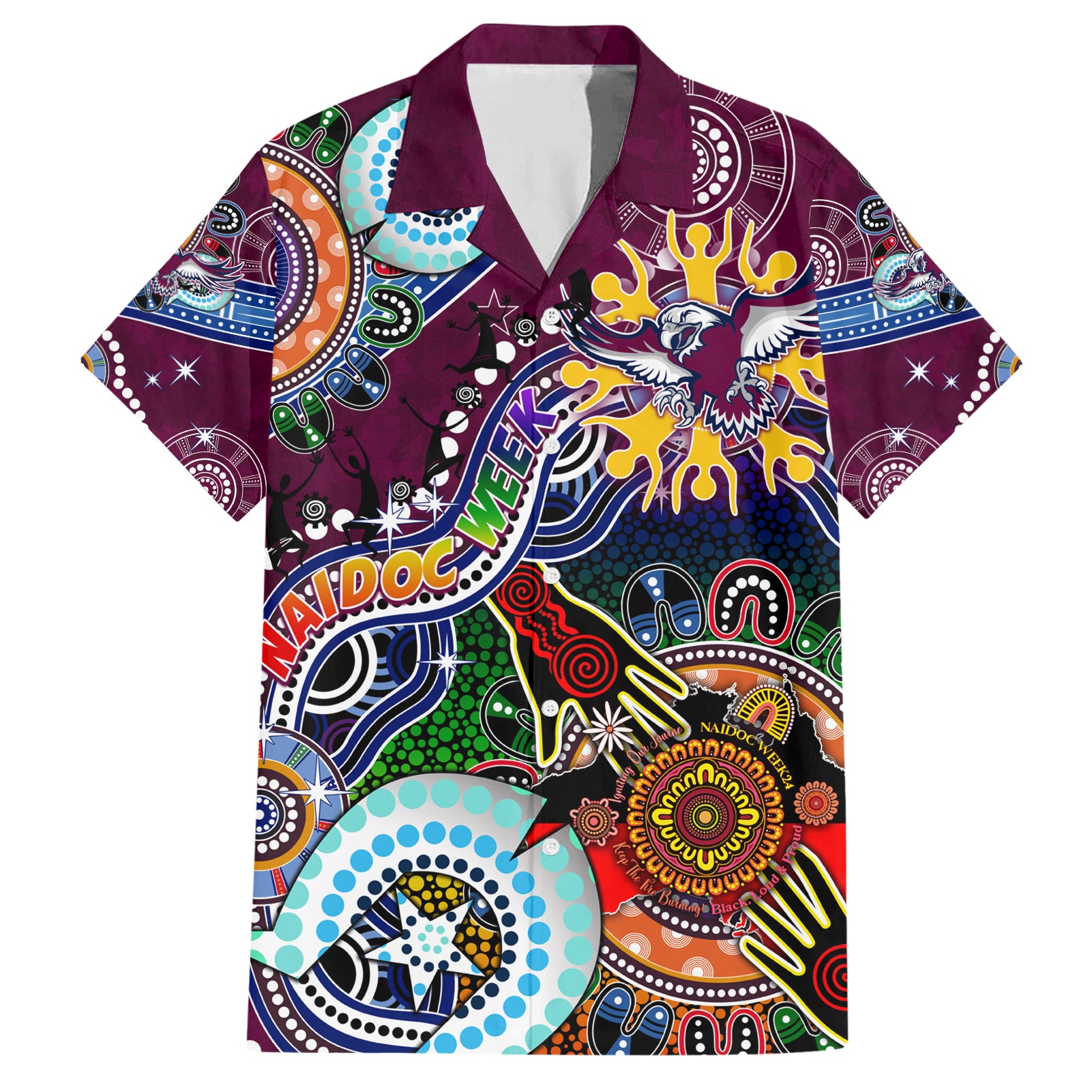 Personalised Eagles NAIDOC Week 2024 Hawaiian Shirt Australia Aboriginal Dot Painting