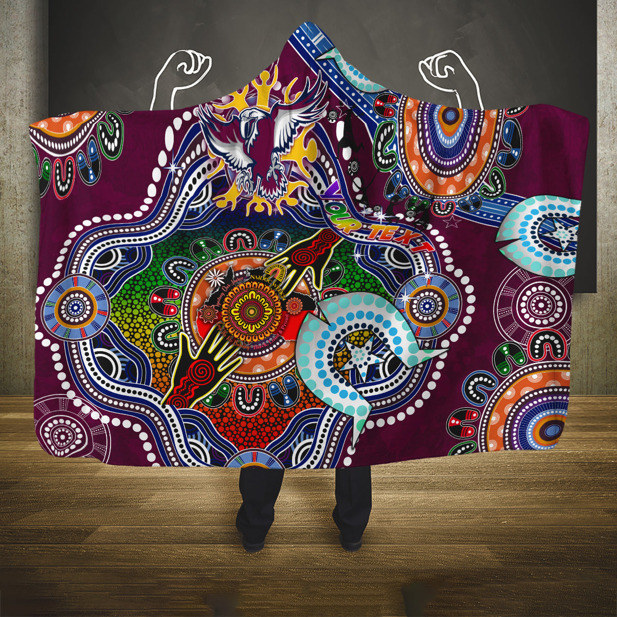 Personalised Eagles NAIDOC Week 2024 Hooded Blanket Australia Aboriginal Dot Painting