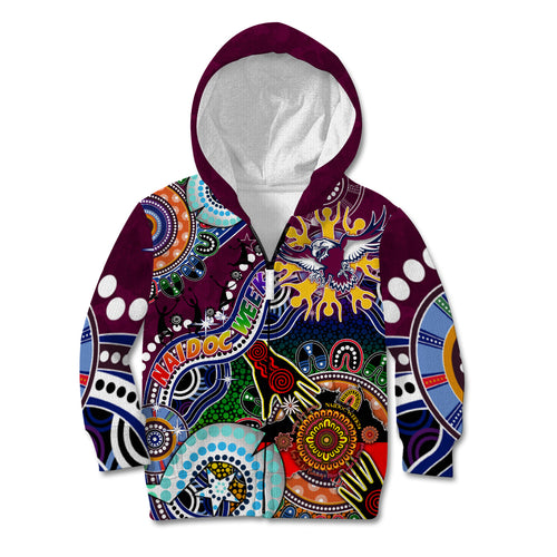 Personalised Eagles NAIDOC Week 2024 Kid Hoodie Australia Aboriginal Dot Painting