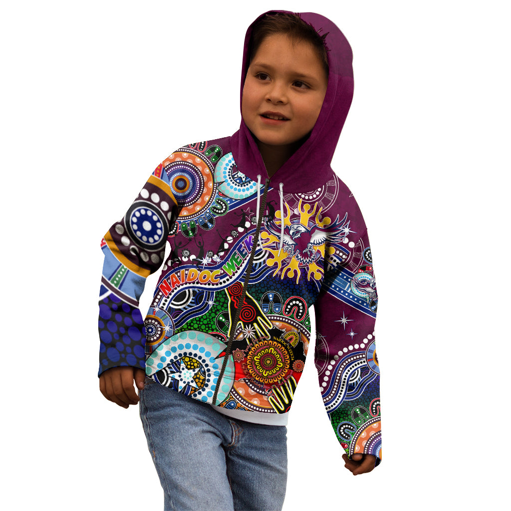 Personalised Eagles NAIDOC Week 2024 Kid Hoodie Australia Aboriginal Dot Painting