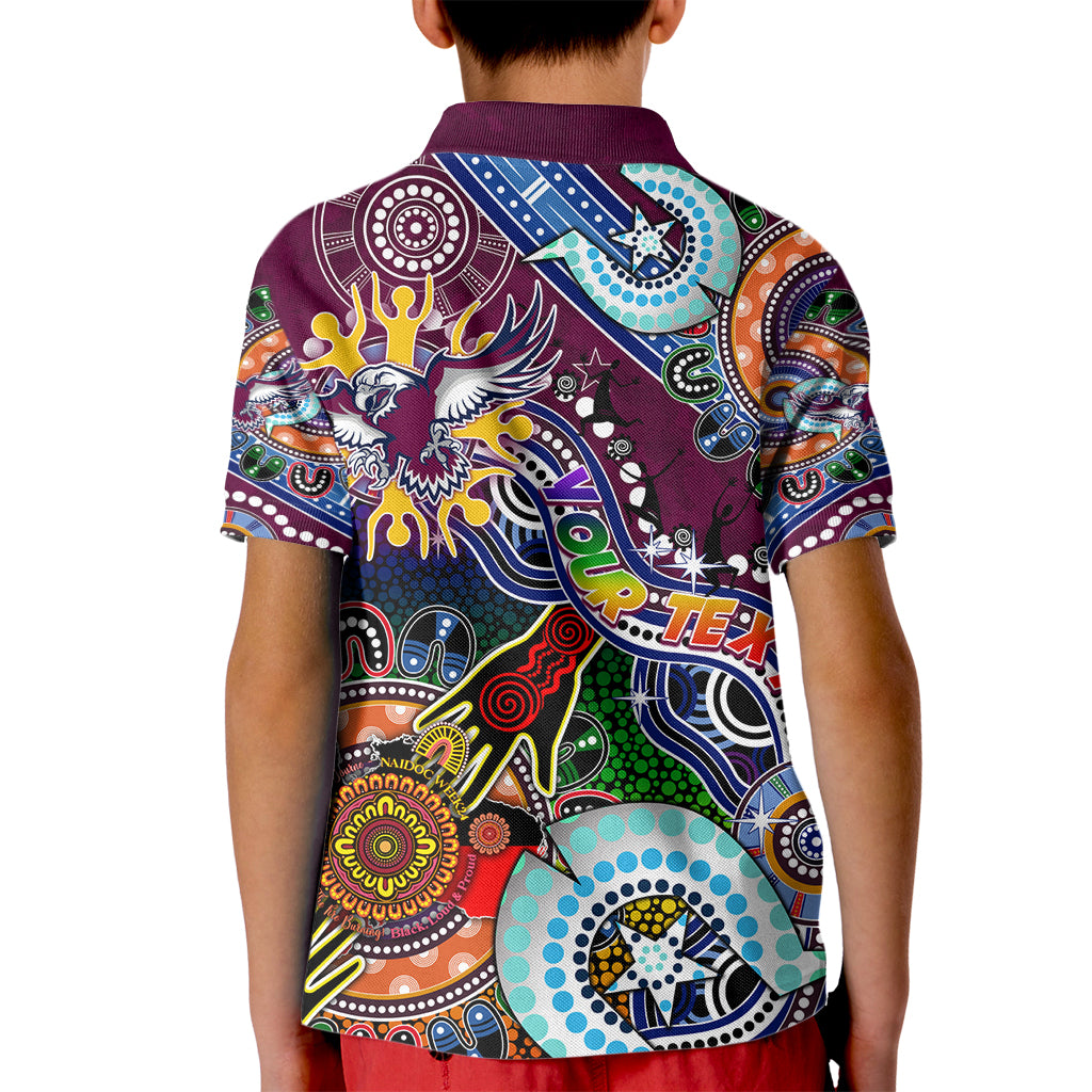 Personalised Eagles NAIDOC Week 2024 Kid Polo Shirt Australia Aboriginal Dot Painting