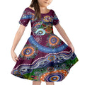 Personalised Eagles NAIDOC Week 2024 Kid Short Sleeve Dress Australia Aboriginal Dot Painting