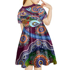 Personalised Eagles NAIDOC Week 2024 Kid Short Sleeve Dress Australia Aboriginal Dot Painting