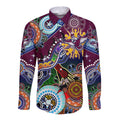 Personalised Eagles NAIDOC Week 2024 Long Sleeve Button Shirt Australia Aboriginal Dot Painting