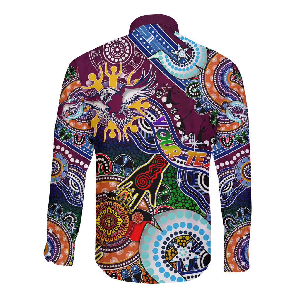 Personalised Eagles NAIDOC Week 2024 Long Sleeve Button Shirt Australia Aboriginal Dot Painting