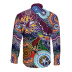 Personalised Eagles NAIDOC Week 2024 Long Sleeve Button Shirt Australia Aboriginal Dot Painting