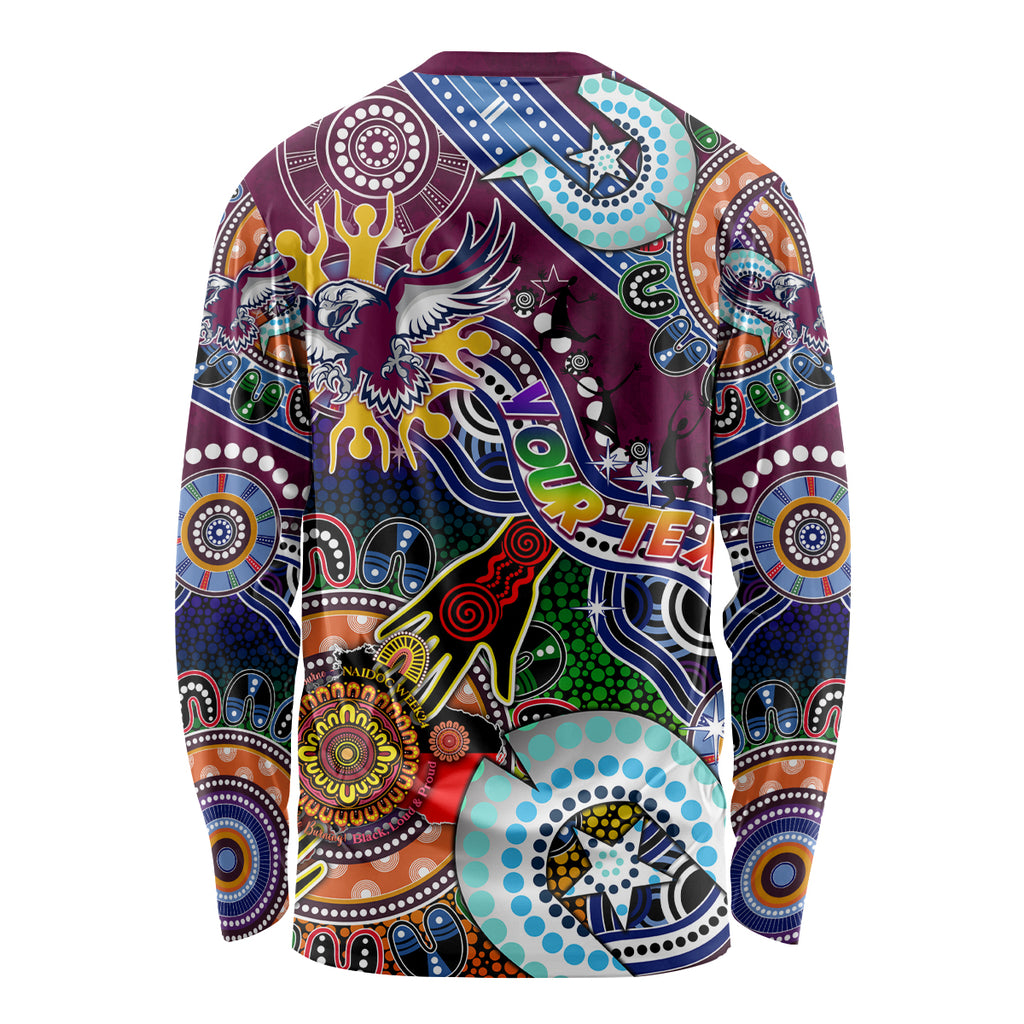 Personalised Eagles NAIDOC Week 2024 Long Sleeve Shirt Australia Aboriginal Dot Painting