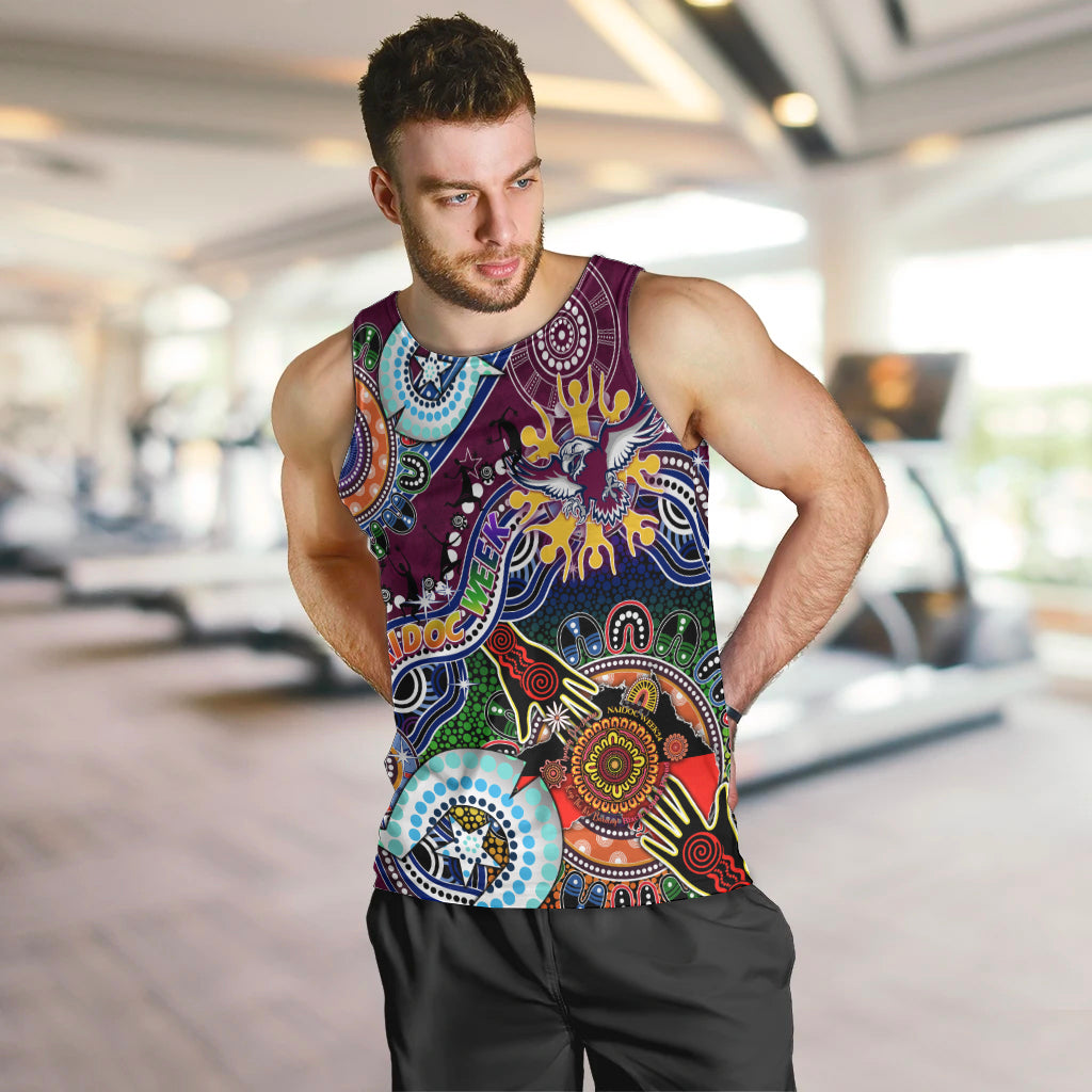 Personalised Eagles NAIDOC Week 2024 Men Tank Top Australia Aboriginal Dot Painting