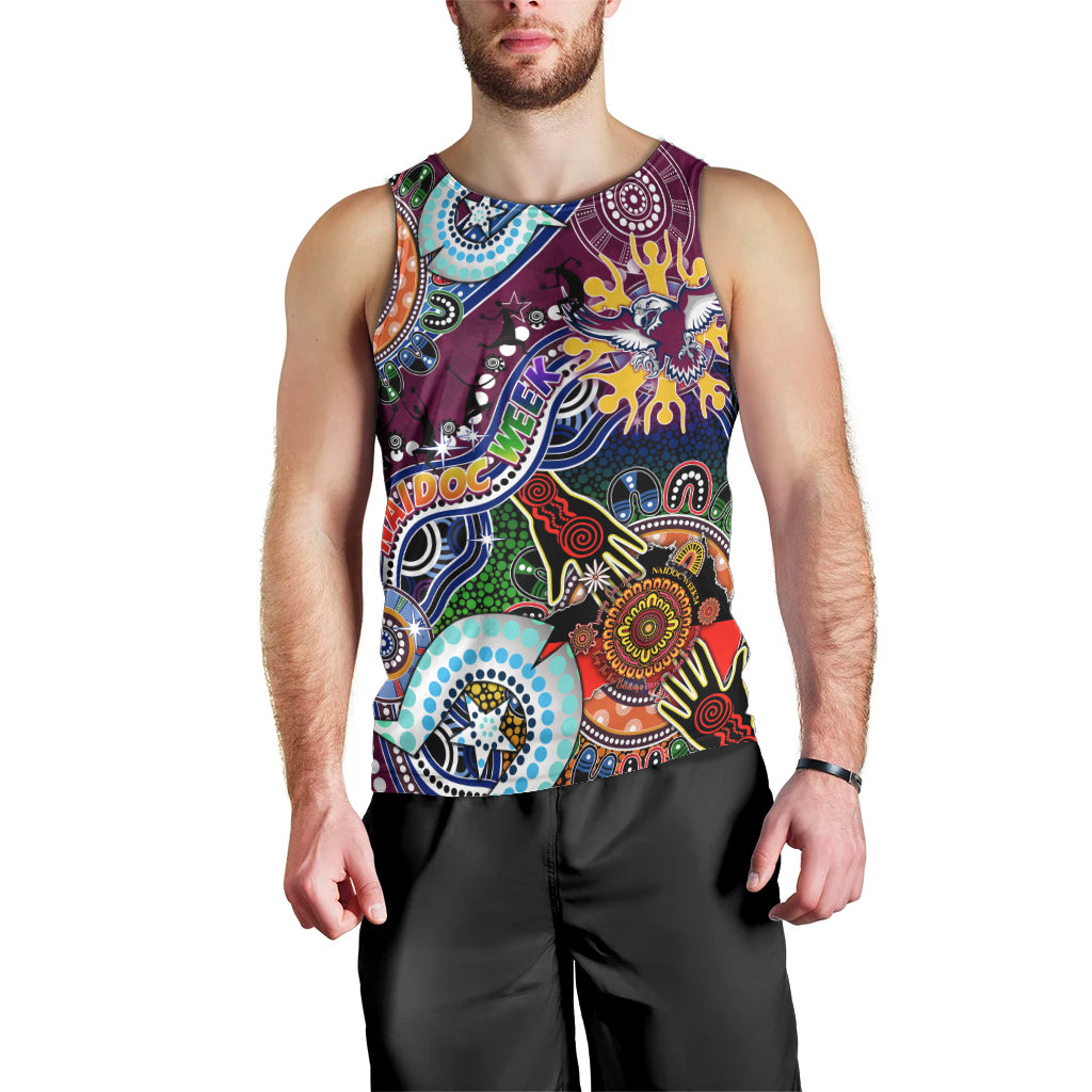 Personalised Eagles NAIDOC Week 2024 Men Tank Top Australia Aboriginal Dot Painting