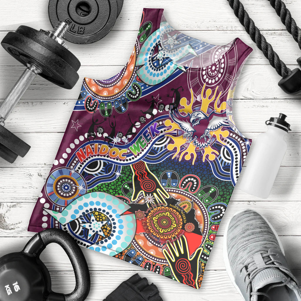 Personalised Eagles NAIDOC Week 2024 Men Tank Top Australia Aboriginal Dot Painting