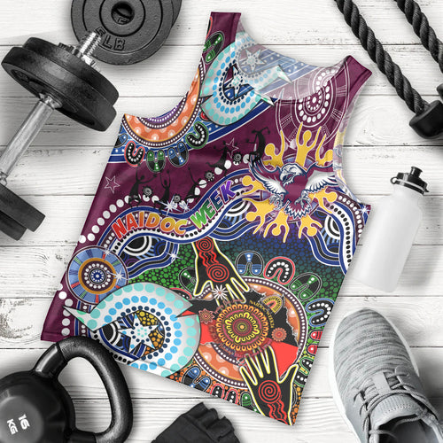 Personalised Eagles NAIDOC Week 2024 Men Tank Top Australia Aboriginal Dot Painting