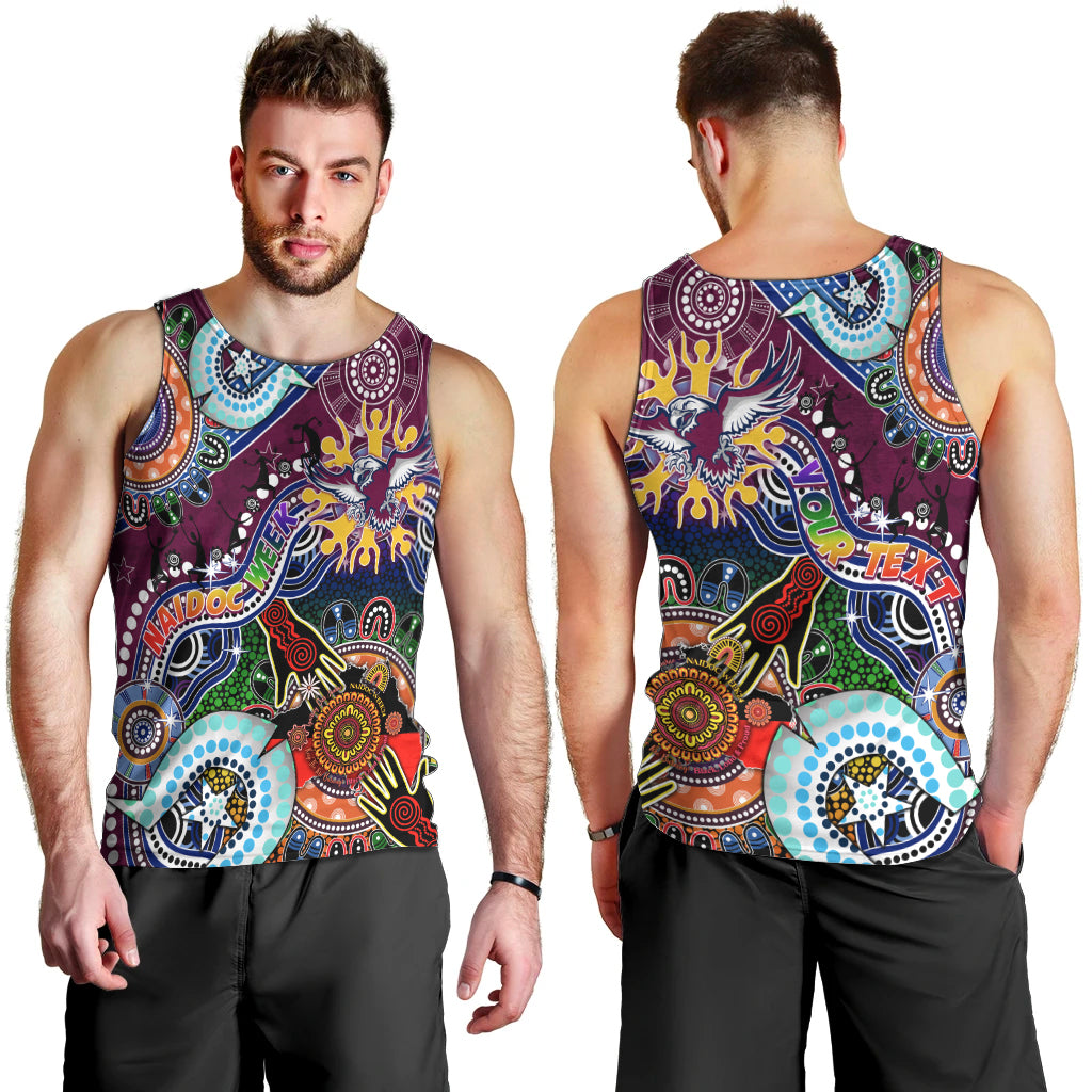 Personalised Eagles NAIDOC Week 2024 Men Tank Top Australia Aboriginal Dot Painting
