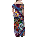 Personalised Eagles NAIDOC Week 2024 Off Shoulder Maxi Dress Australia Aboriginal Dot Painting