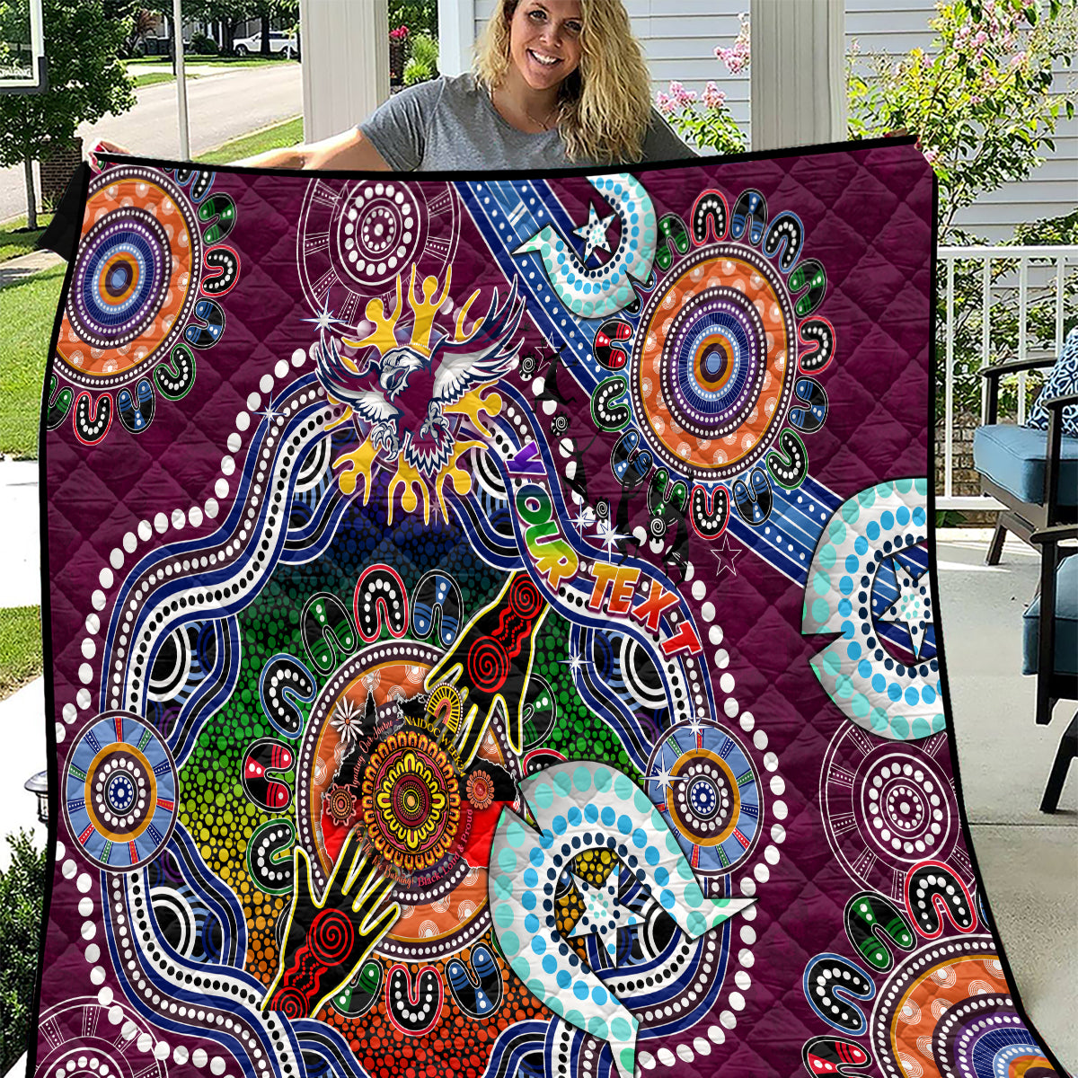 Personalised Eagles NAIDOC Week 2024 Quilt Australia Aboriginal Dot Painting