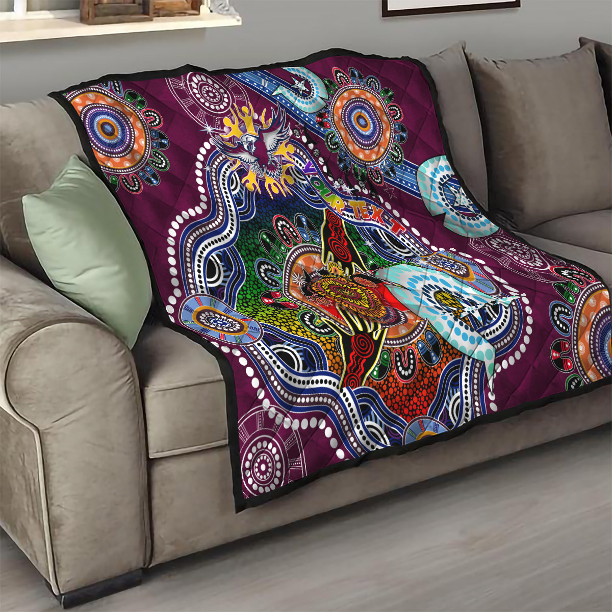 Personalised Eagles NAIDOC Week 2024 Quilt Australia Aboriginal Dot Painting