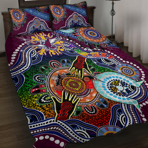 Personalised Eagles NAIDOC Week 2024 Quilt Bed Set Australia Aboriginal Dot Painting