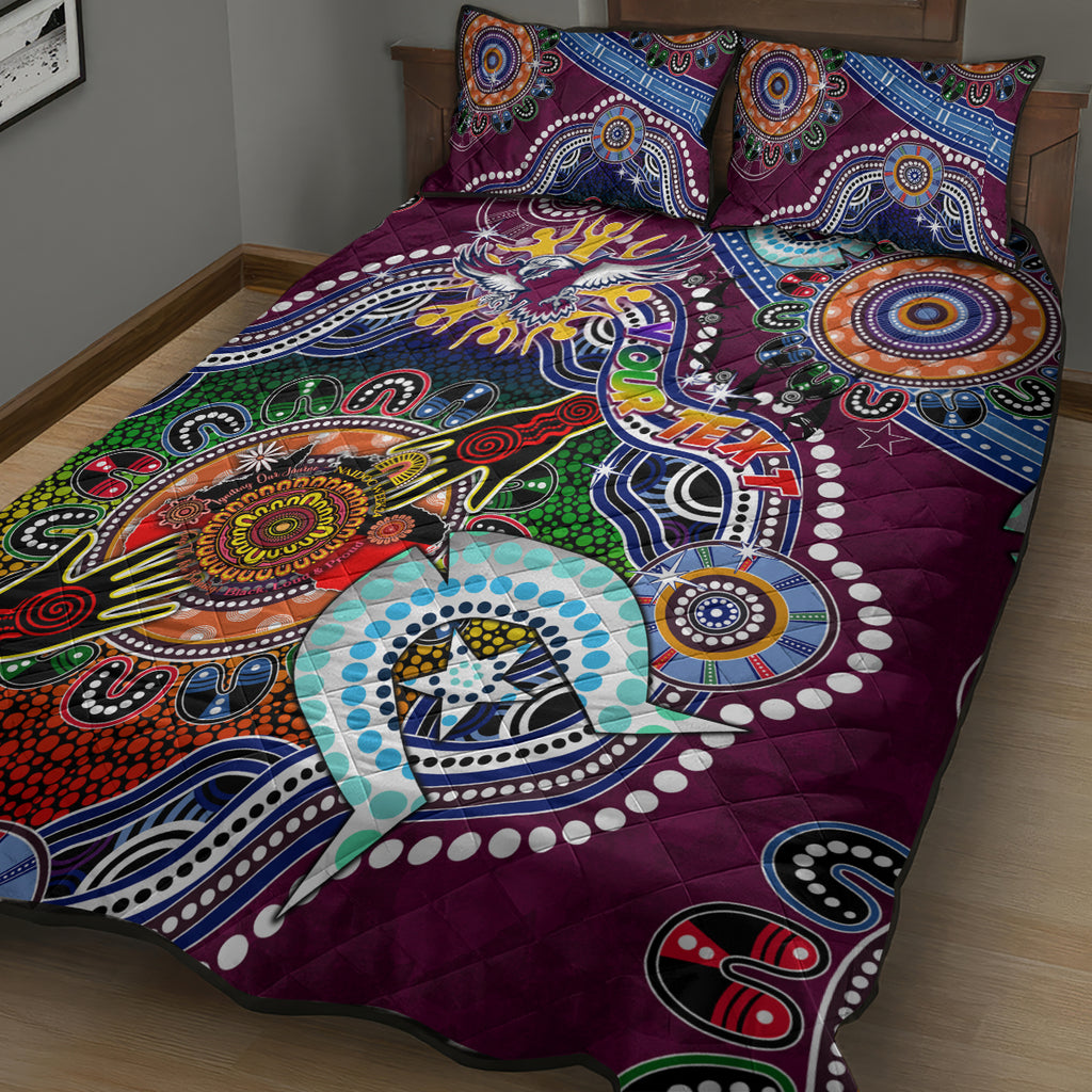 Personalised Eagles NAIDOC Week 2024 Quilt Bed Set Australia Aboriginal Dot Painting