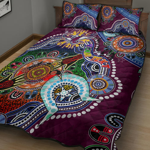 Personalised Eagles NAIDOC Week 2024 Quilt Bed Set Australia Aboriginal Dot Painting
