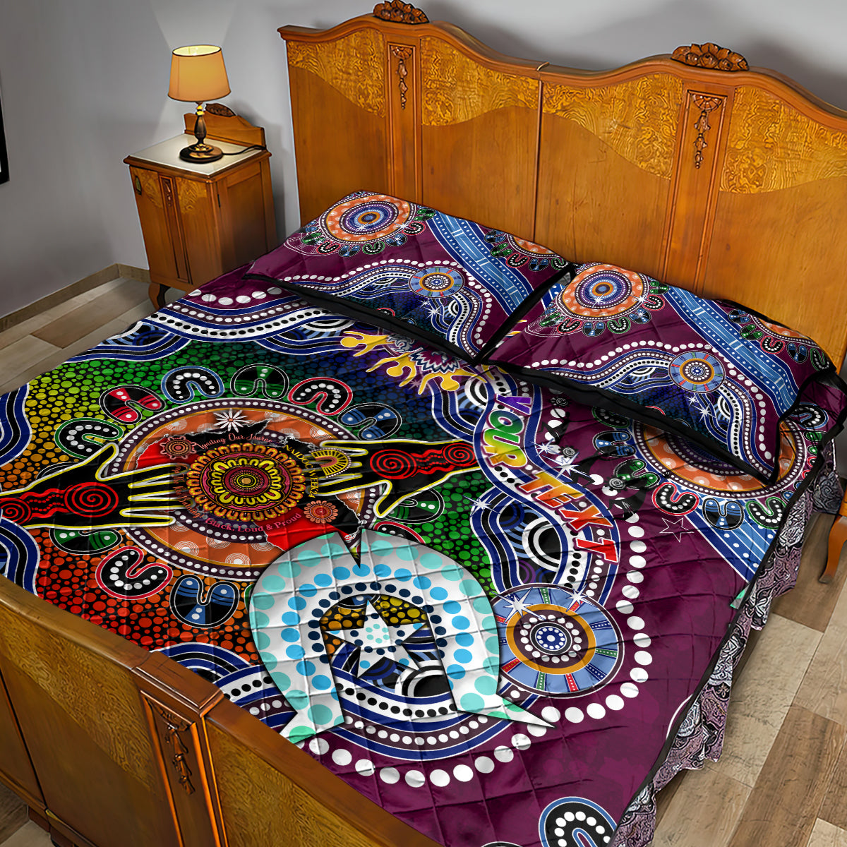 Personalised Eagles NAIDOC Week 2024 Quilt Bed Set Australia Aboriginal Dot Painting