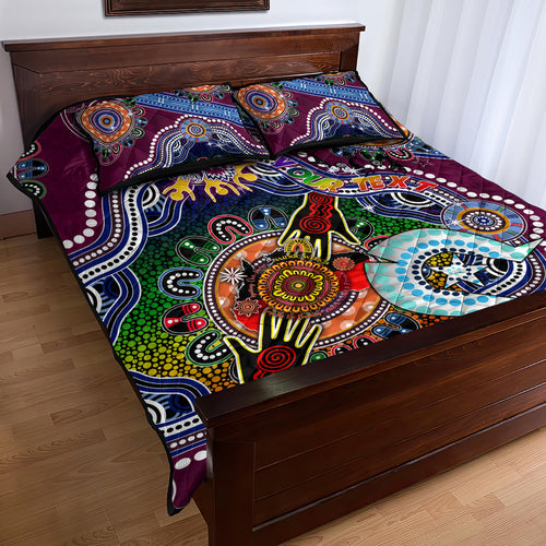 Personalised Eagles NAIDOC Week 2024 Quilt Bed Set Australia Aboriginal Dot Painting