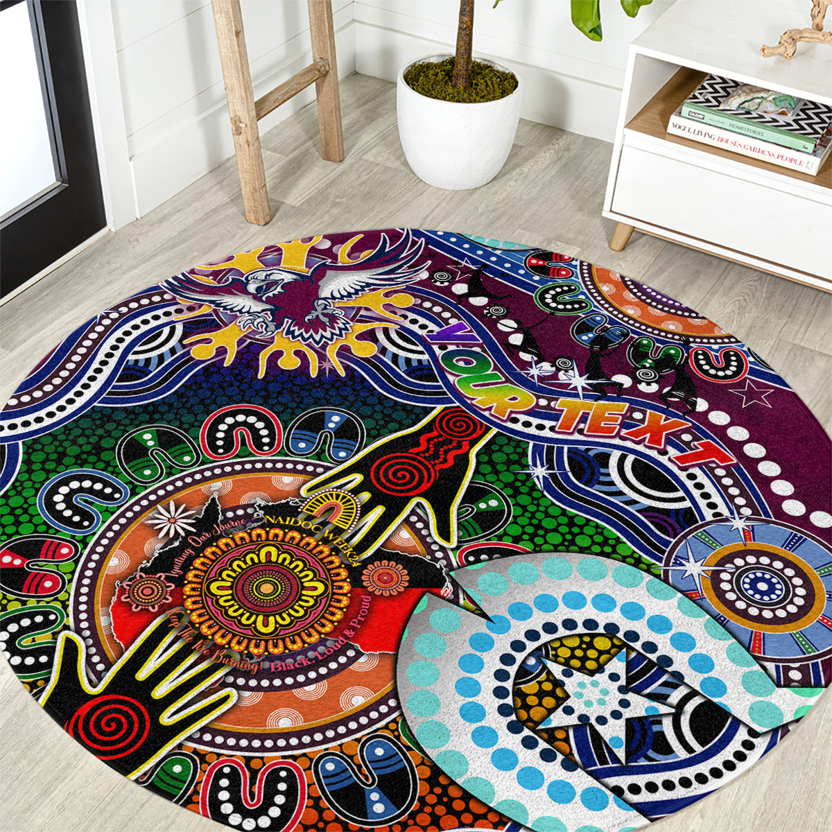 Personalised Eagles NAIDOC Week 2024 Round Carpet Australia Aboriginal Dot Painting