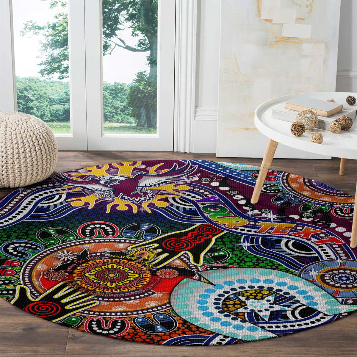Personalised Eagles NAIDOC Week 2024 Round Carpet Australia Aboriginal Dot Painting