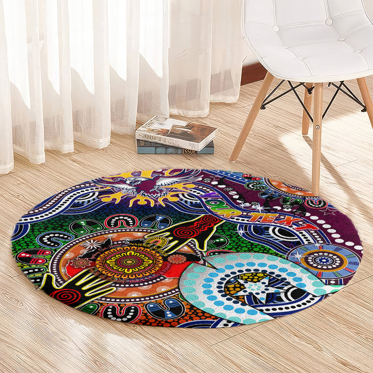 Personalised Eagles NAIDOC Week 2024 Round Carpet Australia Aboriginal Dot Painting