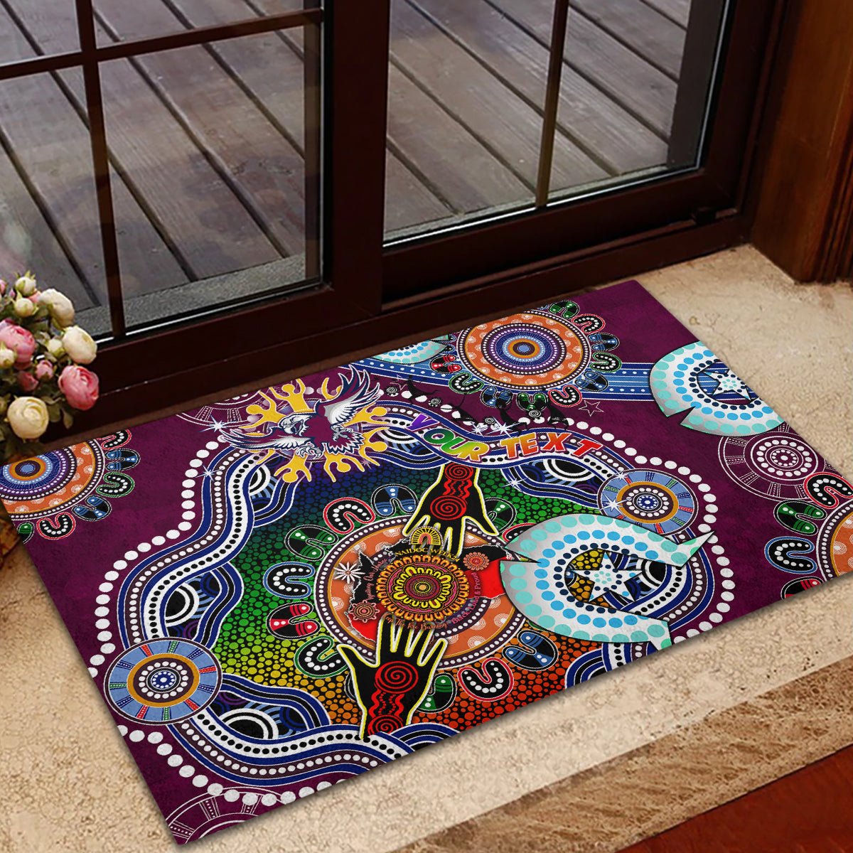 Personalised Eagles NAIDOC Week 2024 Rubber Doormat Australia Aboriginal Dot Painting
