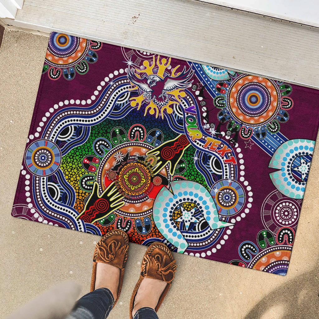 Personalised Eagles NAIDOC Week 2024 Rubber Doormat Australia Aboriginal Dot Painting