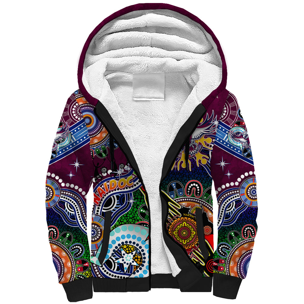 Personalised Eagles NAIDOC Week 2024 Sherpa Hoodie Australia Aboriginal Dot Painting