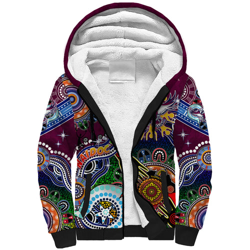 Personalised Eagles NAIDOC Week 2024 Sherpa Hoodie Australia Aboriginal Dot Painting