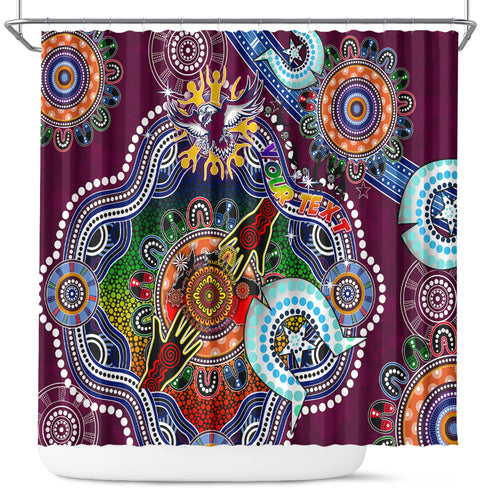 Personalised Eagles NAIDOC Week 2024 Shower Curtain Australia Aboriginal Dot Painting