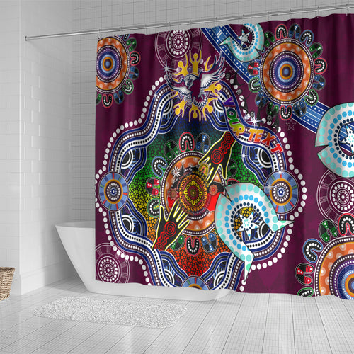 Personalised Eagles NAIDOC Week 2024 Shower Curtain Australia Aboriginal Dot Painting