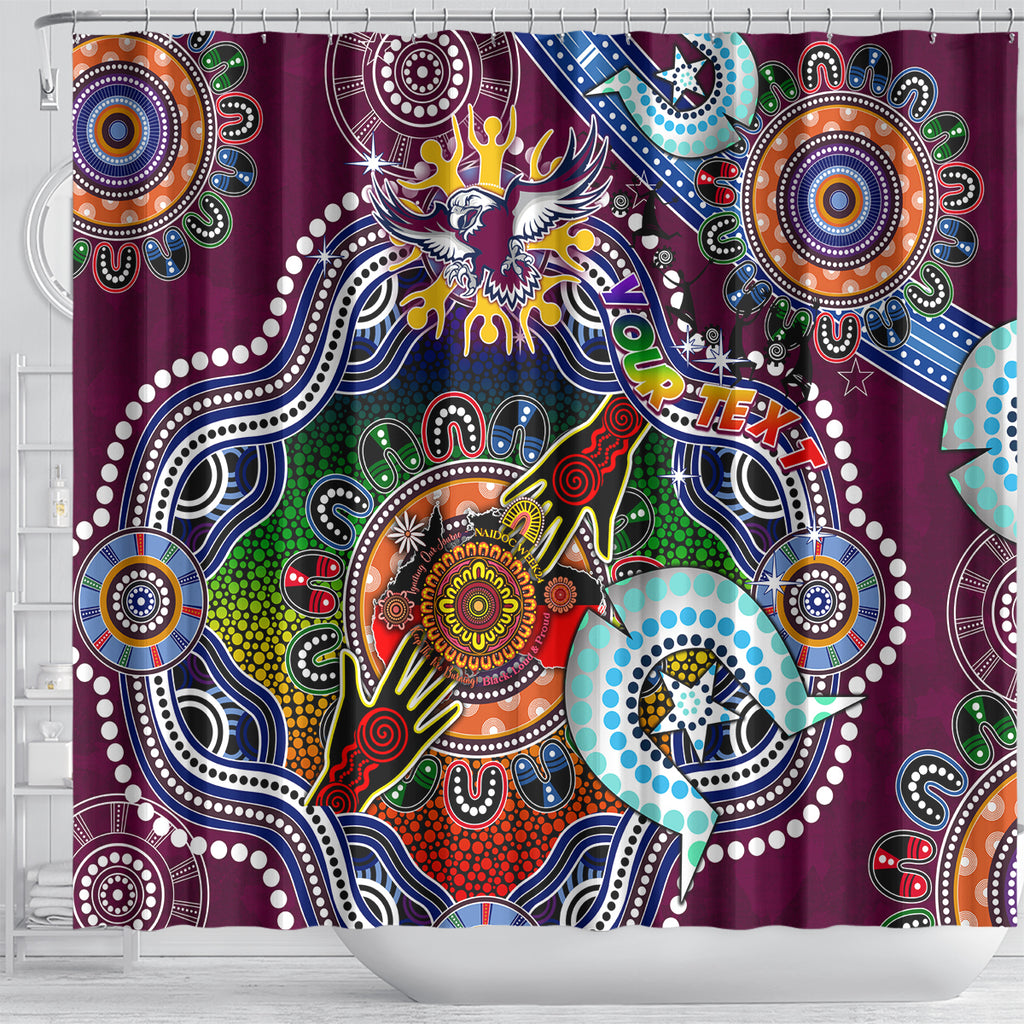 Personalised Eagles NAIDOC Week 2024 Shower Curtain Australia Aboriginal Dot Painting