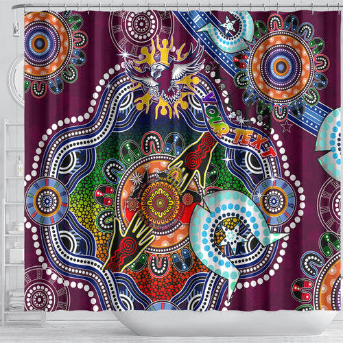 Personalised Eagles NAIDOC Week 2024 Shower Curtain Australia Aboriginal Dot Painting