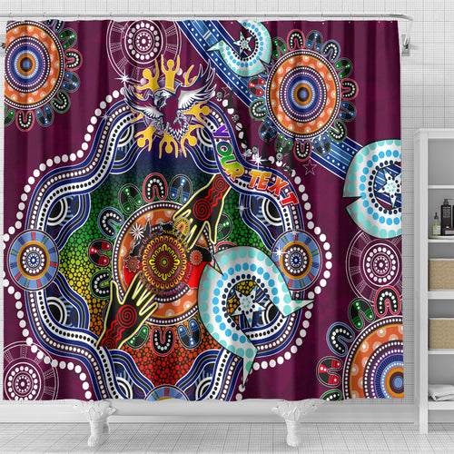 Personalised Eagles NAIDOC Week 2024 Shower Curtain Australia Aboriginal Dot Painting