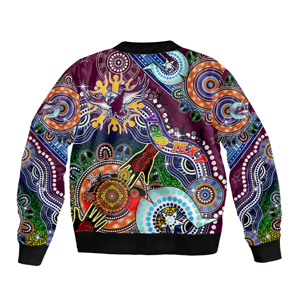 Personalised Eagles NAIDOC Week 2024 Sleeve Zip Bomber Jacket Australia Aboriginal Dot Painting