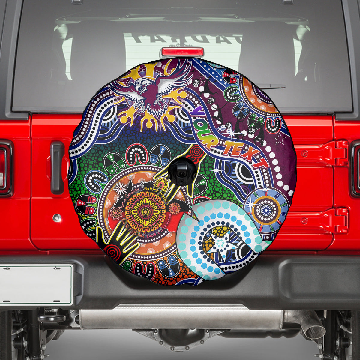 Personalised Eagles NAIDOC Week 2024 Spare Tire Cover Australia Aboriginal Dot Painting
