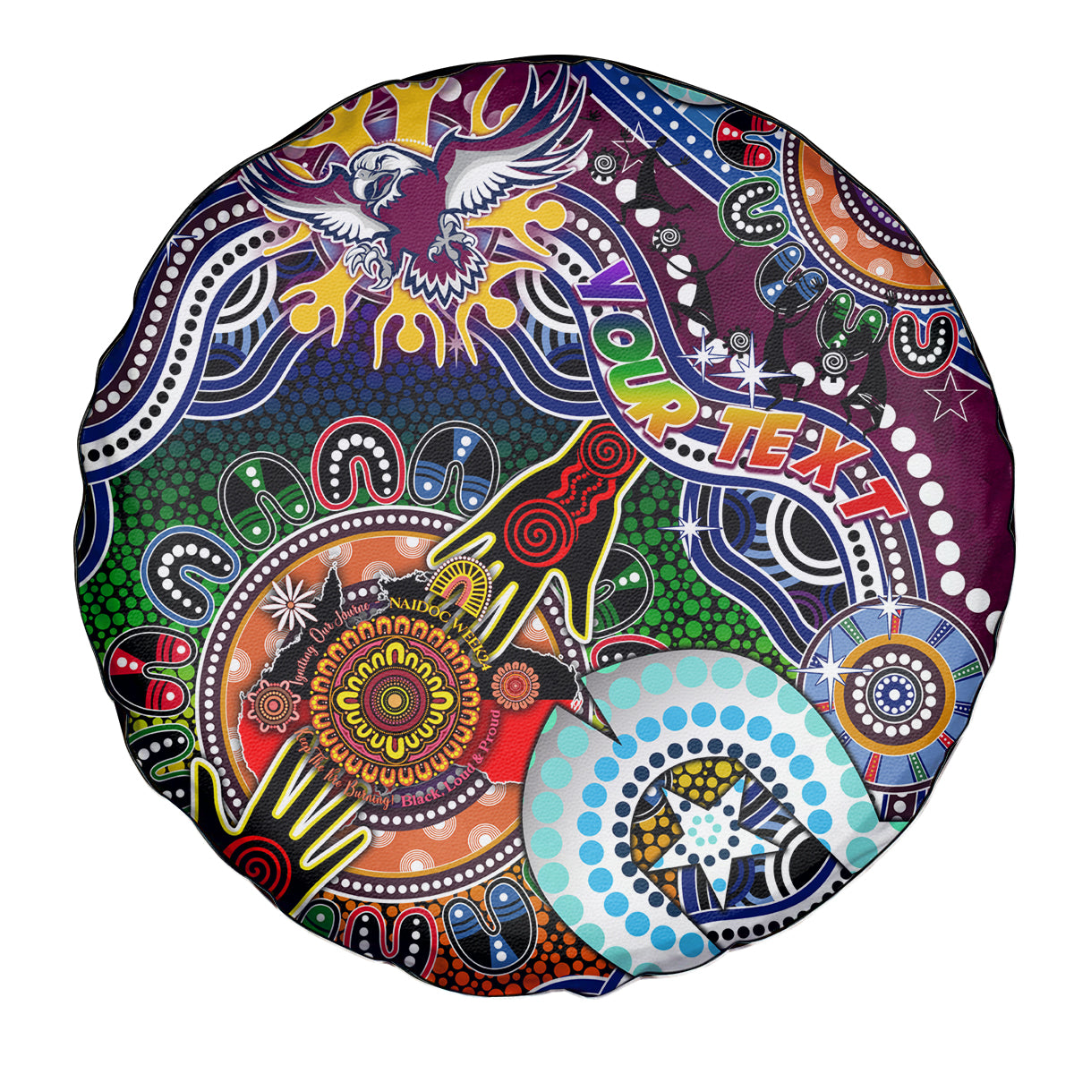 Personalised Eagles NAIDOC Week 2024 Spare Tire Cover Australia Aboriginal Dot Painting